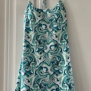 Halara Swirl Pattern Dress in Green and Blue